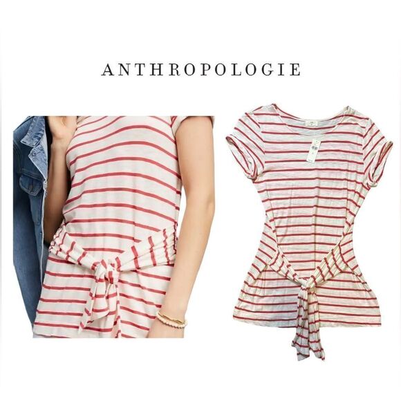 Anthropologie T. La Striped Sash Tie Tunic Size Medium NWT - Picture 1 of 14